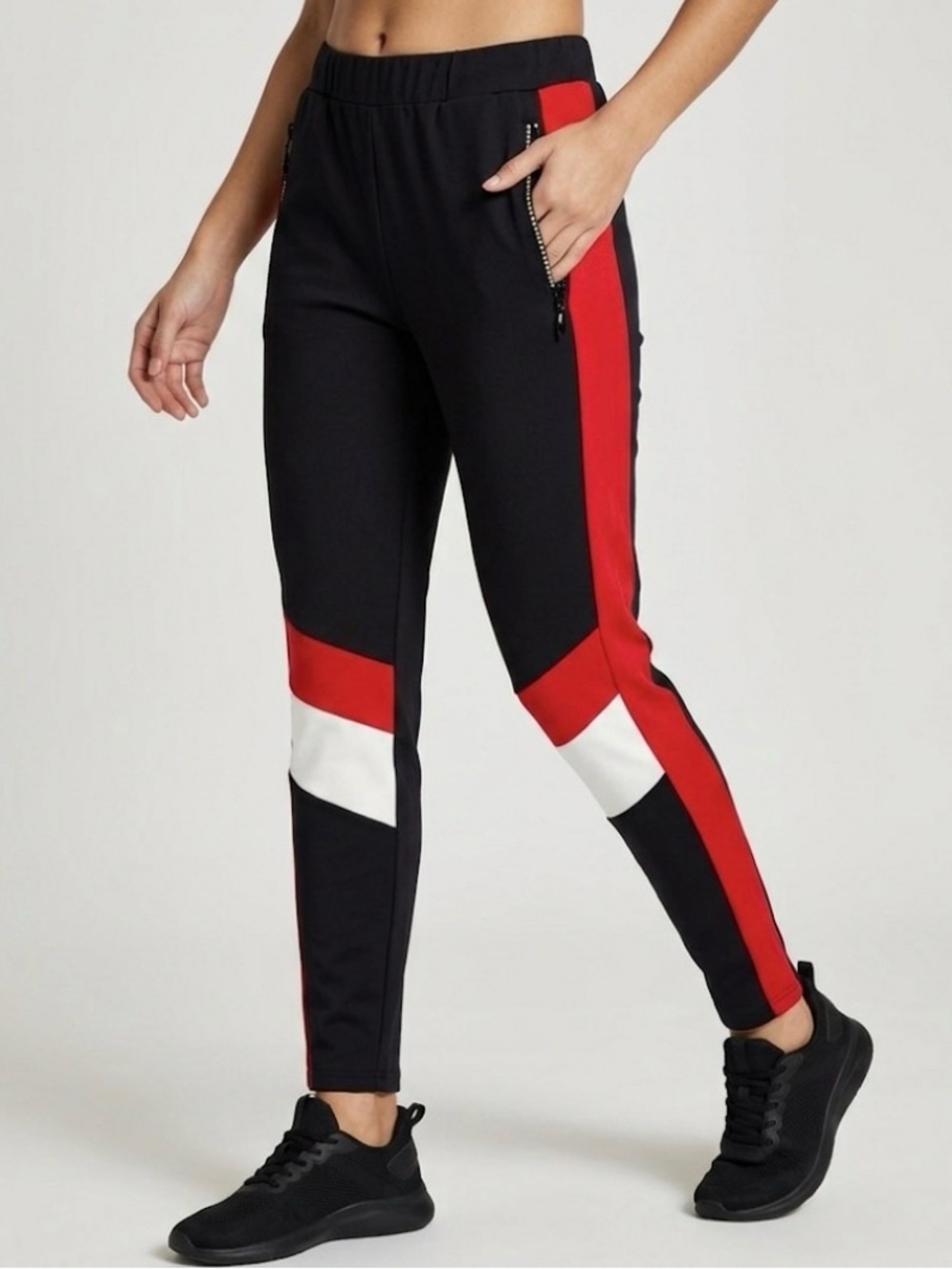 ❤️ High waist track leisure jogger comfy rhinestone chevron cropped ankle pants